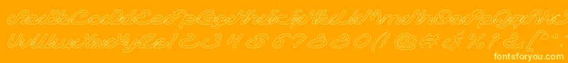 AutopilotHollow-Schriftart – Gelbe Schriften auf orangefarbenem Hintergrund