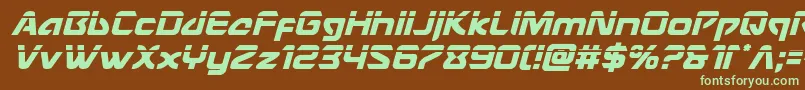 フォントUsangellaserital – 緑色の文字が茶色の背景にあります。