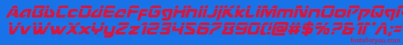 Usangellaserital-Schriftart – Rote Schriften auf blauem Hintergrund