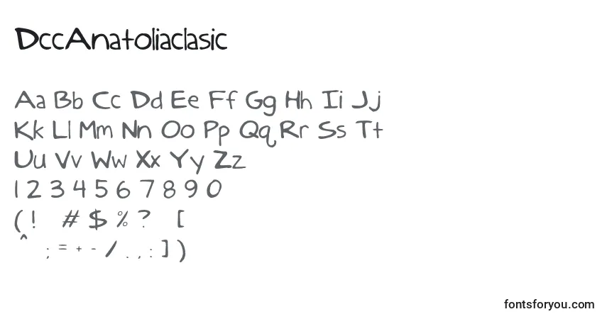 Czcionka DccAnatoliaclasic – alfabet, cyfry, specjalne znaki