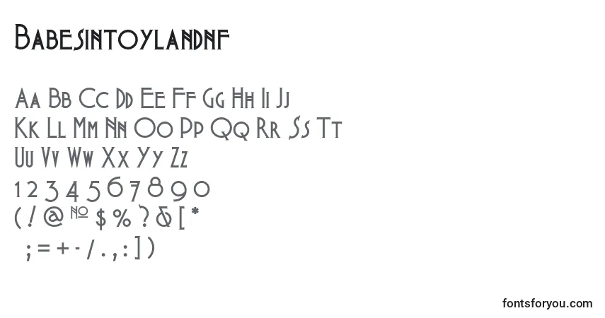 Шрифт Babesintoylandnf – алфавит, цифры, специальные символы
