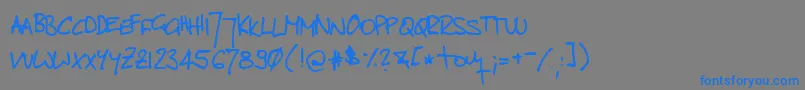 TomsHandwrittenNew-Schriftart – Blaue Schriften auf grauem Hintergrund