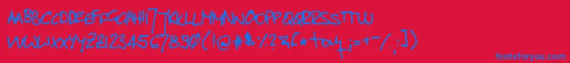 TomsHandwrittenNew Font – Blue Fonts on Red Background