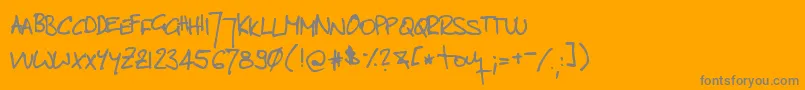TomsHandwrittenNew-Schriftart – Graue Schriften auf orangefarbenem Hintergrund