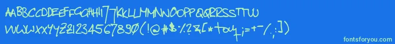 Шрифт TomsHandwrittenNew – зелёные шрифты на синем фоне