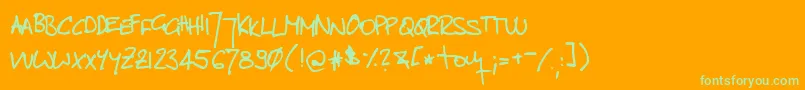 Шрифт TomsHandwrittenNew – зелёные шрифты на оранжевом фоне