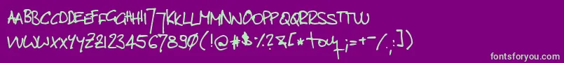 TomsHandwrittenNew Font – Green Fonts on Purple Background