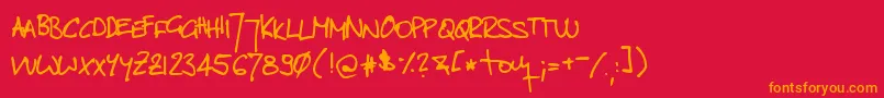 TomsHandwrittenNew Font – Orange Fonts on Red Background