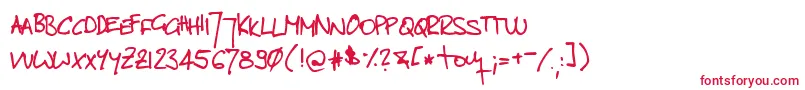 TomsHandwrittenNew Font – Red Fonts on White Background