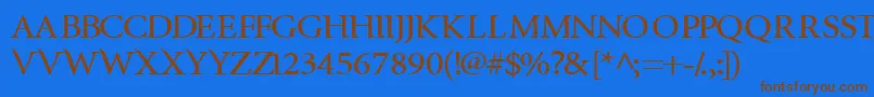 フォントInfraredBold – 茶色の文字が青い背景にあります。