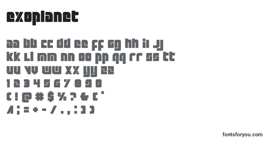 Fuente Exoplanet - alfabeto, números, caracteres especiales