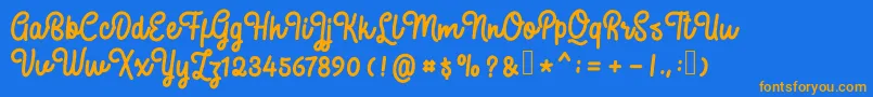 SweatyBeta Font – Orange Fonts on Blue Background