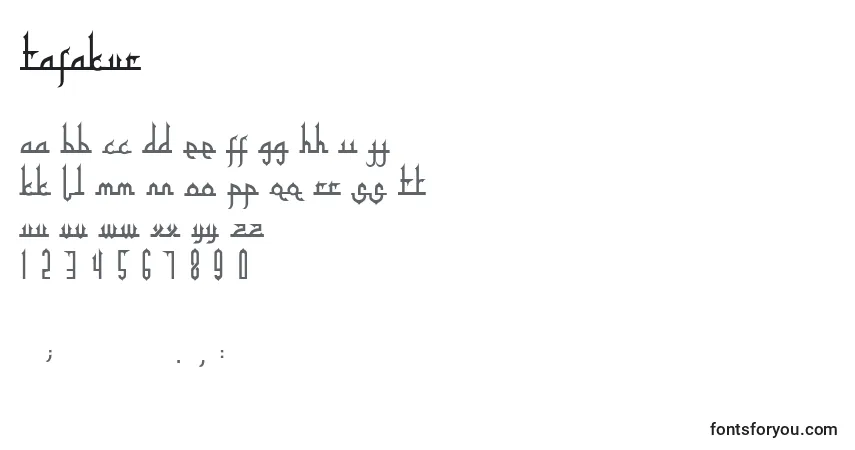 Czcionka Tafakur – alfabet, cyfry, specjalne znaki