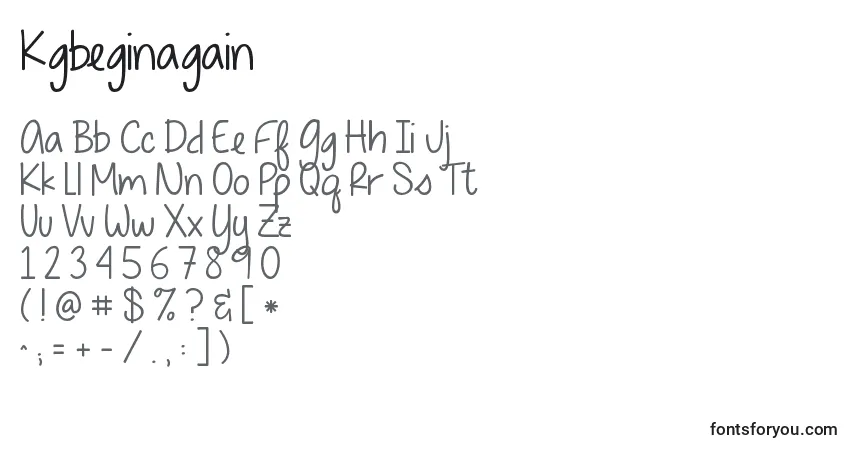Schriftart Kgbeginagain – Alphabet, Zahlen, spezielle Symbole
