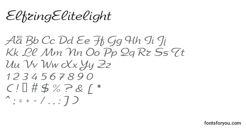 Czcionka ElfringElitelight – alfabet, cyfry, specjalne znaki
