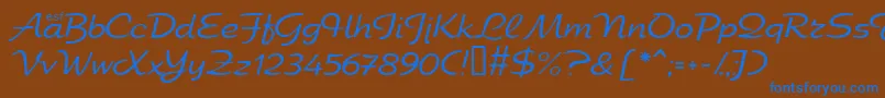 ElfringElitelight-Schriftart – Blaue Schriften auf braunem Hintergrund