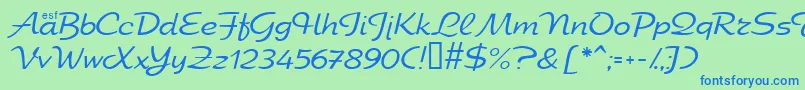 フォントElfringElitelight – 青い文字は緑の背景です。