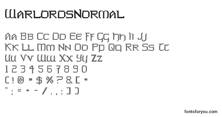 A fonte WarlordsNormal – alfabeto, números, caracteres especiais
