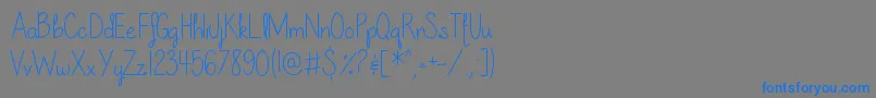 フォントOurLilSecretForever – 灰色の背景に青い文字