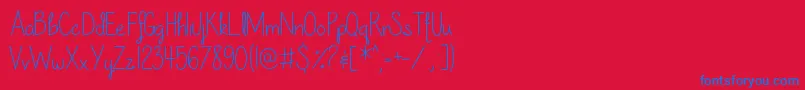 フォントOurLilSecretForever – 赤い背景に青い文字