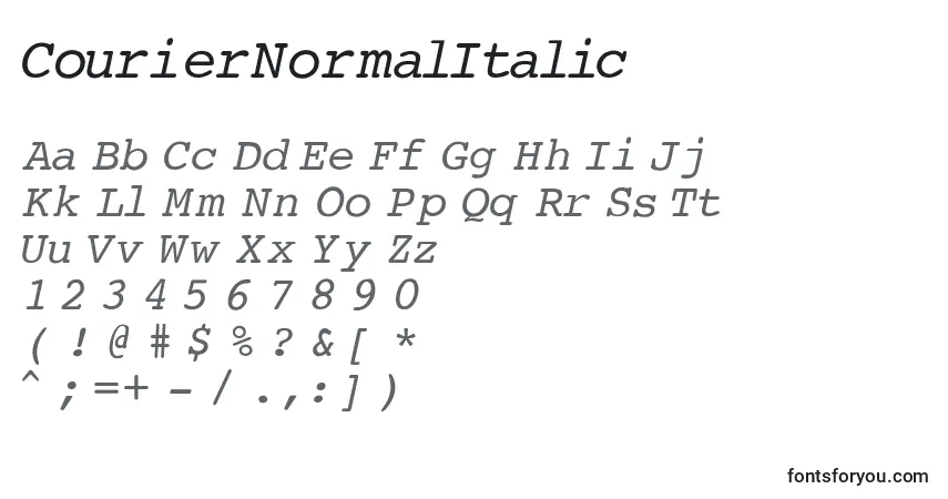 CourierNormalItalicフォント–アルファベット、数字、特殊文字
