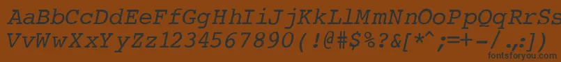 フォントCourierNormalItalic – 黒い文字が茶色の背景にあります