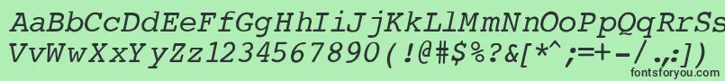 CourierNormalItalic Font – Black Fonts on Green Background