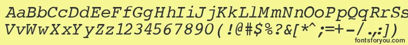 CourierNormalItalic Font – Black Fonts on Yellow Background