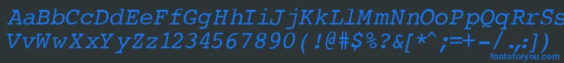Fonte CourierNormalItalic – fontes azuis em um fundo preto