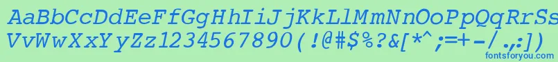 フォントCourierNormalItalic – 青い文字は緑の背景です。