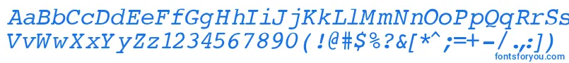 フォントCourierNormalItalic – 白い背景に青い文字