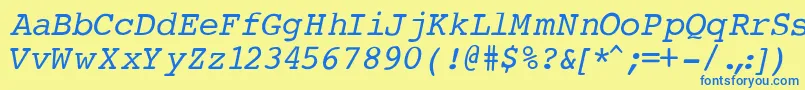 Czcionka CourierNormalItalic – niebieskie czcionki na żółtym tle