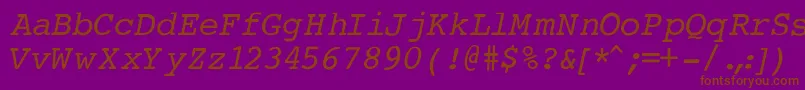 More about CourierNormalItalic Font CourierNormalItalic Font – Brown Fonts on Purple Background