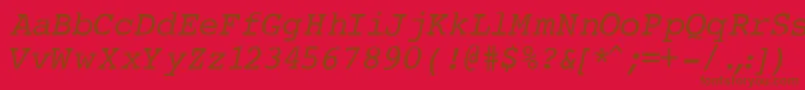 Czcionka CourierNormalItalic – brązowe czcionki na czerwonym tle