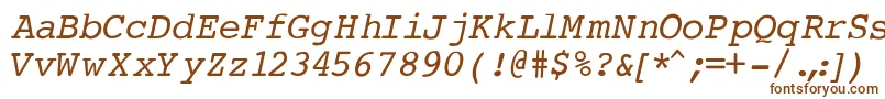 Czcionka CourierNormalItalic – brązowe czcionki na białym tle