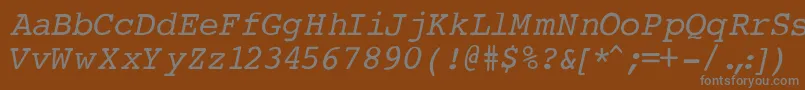 CourierNormalItalic Font – Gray Fonts on Brown Background