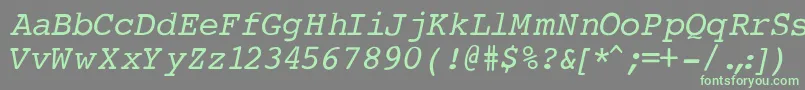 CourierNormalItalic Font – Green Fonts on Gray Background