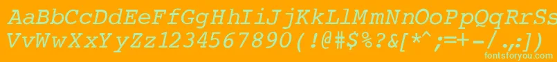 Saiba mais sobre a fonte CourierNormalItalic Fonte CourierNormalItalic – fontes verdes em um fundo laranja
