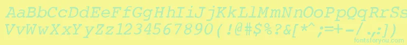 CourierNormalItalic-fontti – vihreät fontit keltaisella taustalla