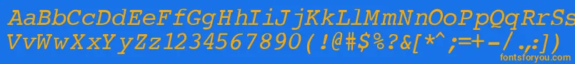 Lisätietoja CourierNormalItalic-fontista CourierNormalItalic-fontti – oranssit fontit sinisellä taustalla