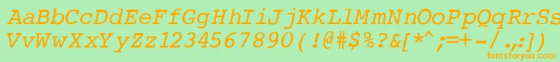 CourierNormalItalic Font – Orange Fonts on Green Background