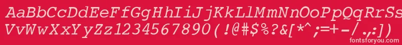 フォントCourierNormalItalic – 赤い背景にピンクのフォント