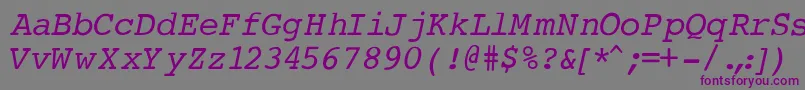 CourierNormalItalic Font – Purple Fonts on Gray Background