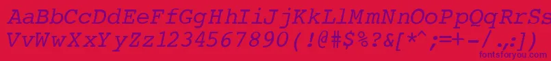 CourierNormalItalic Font – Purple Fonts on Red Background