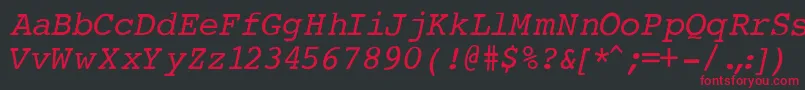 フォントCourierNormalItalic – 黒い背景に赤い文字