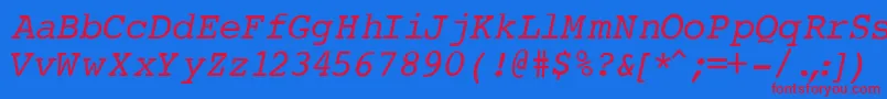 CourierNormalItalic Font – Red Fonts on Blue Background