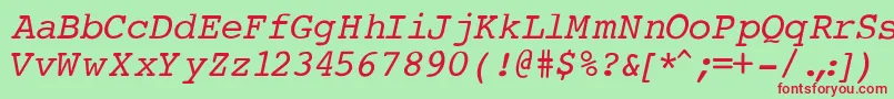 CourierNormalItalic Font – Red Fonts on Green Background