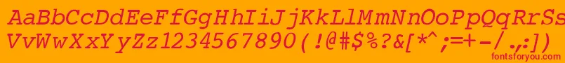 フォントCourierNormalItalic – オレンジの背景に赤い文字