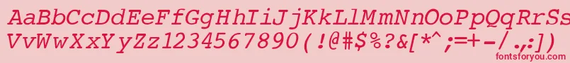 フォントCourierNormalItalic – ピンクの背景に赤い文字