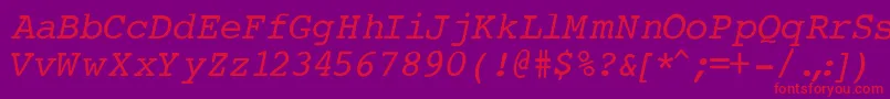 CourierNormalItalic Font – Red Fonts on Purple Background